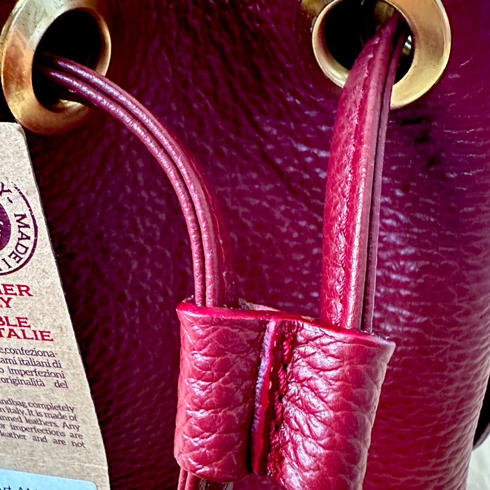NWT Handmade Anna Paola Italy Leather Bucket Purse – Ruby Burgundy - Picture 10 of 15